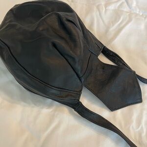Black Leather Aviator Hat
